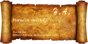 Hanula Anikó névjegykártya